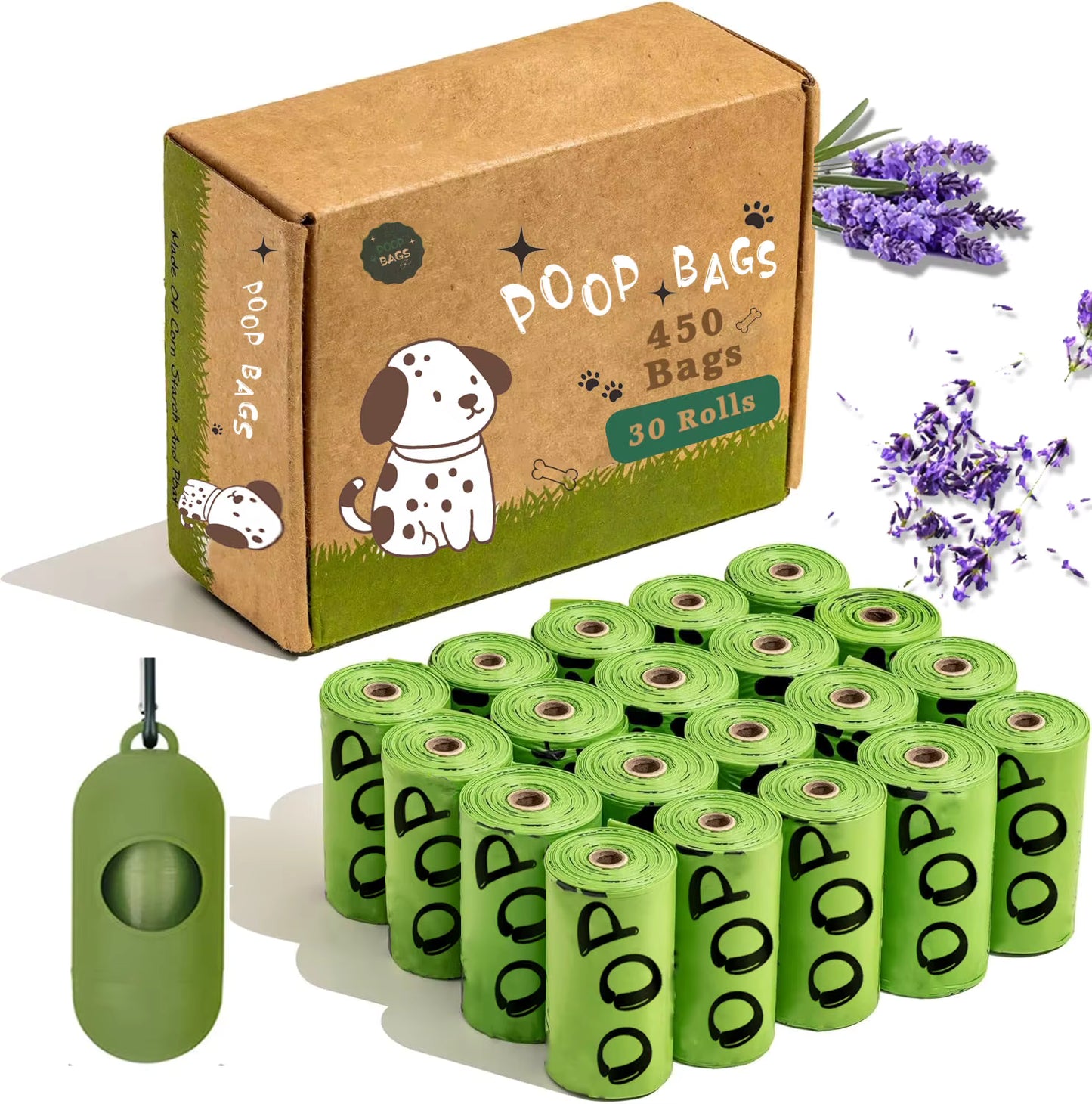 CAMA Dog Poop Bags — 450 Bags / 30 Rolls + Dispenser
